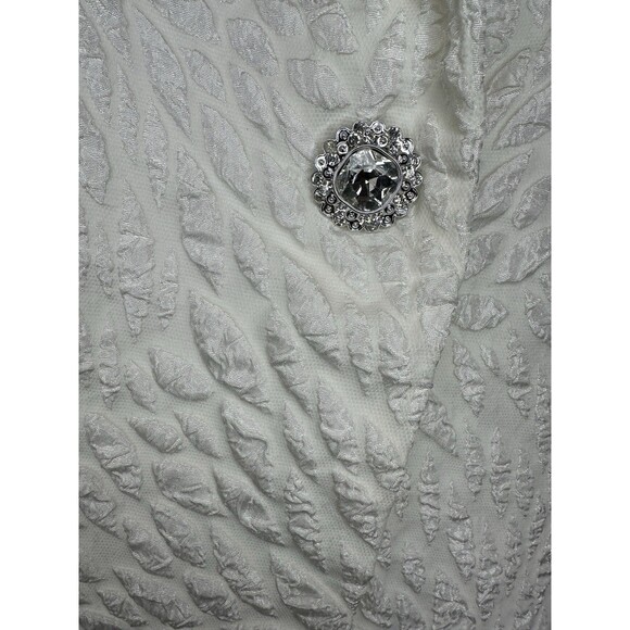 John Meyer Collection Creamy White  Textured Brocade Skirt Suit Set Size 14/16 - Picture 4 of 17